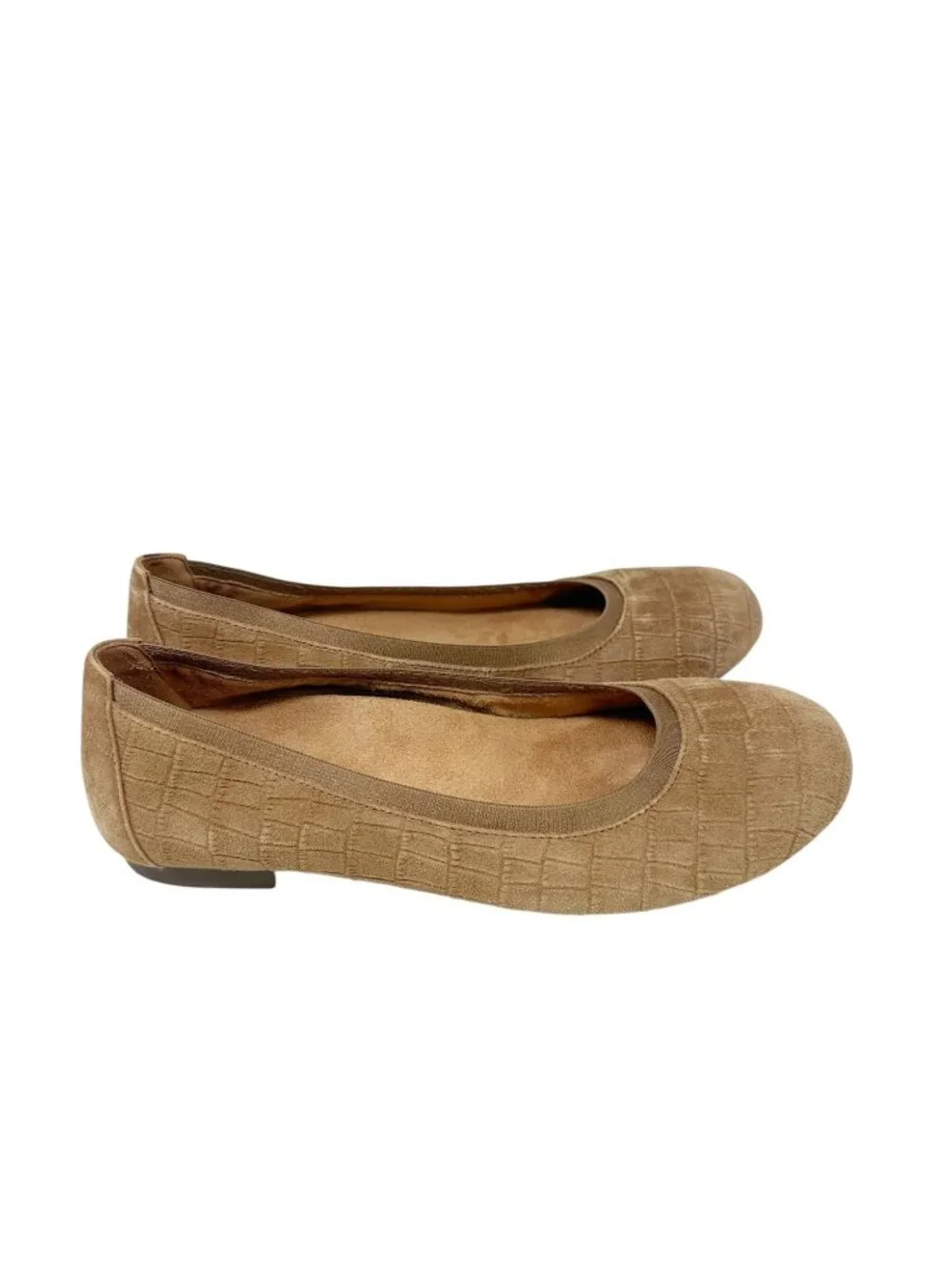 Vionic Anita Ballet Flats Taupe Croc Embossed Suede 9.5